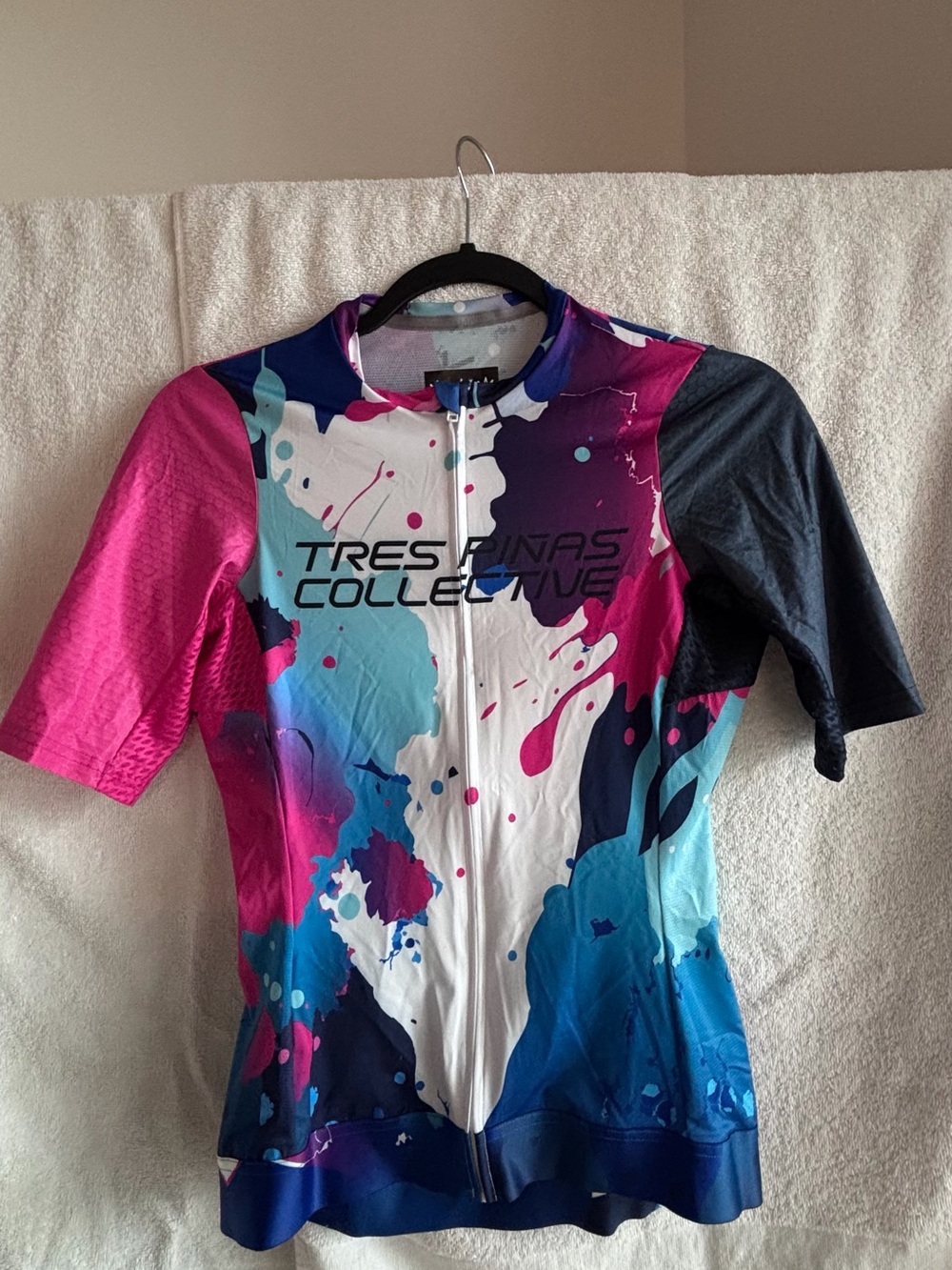 Tres Binas Collective Women's Short-Sleeve Cycling Jersey - Pink Blue White
